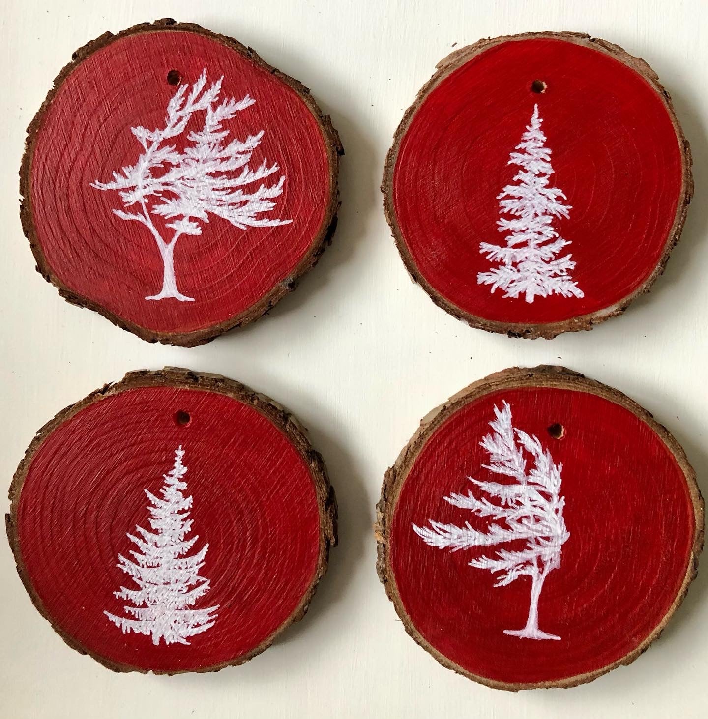 Hand painted wood slice gift tags / tree ornaments